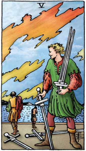 Tarotkaart de zwaarden 5